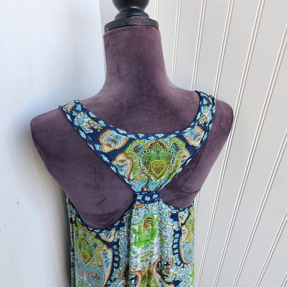 Patrons of Peace Sleeveless Shift Dress Handkerchief Boho Hi- Low Racerback L - Picture 7 of 13